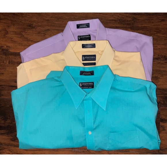Stafford Other - Stafford Essentials Mens Dress Shirt Lot 3 Short Sleeve Classic Fit 18